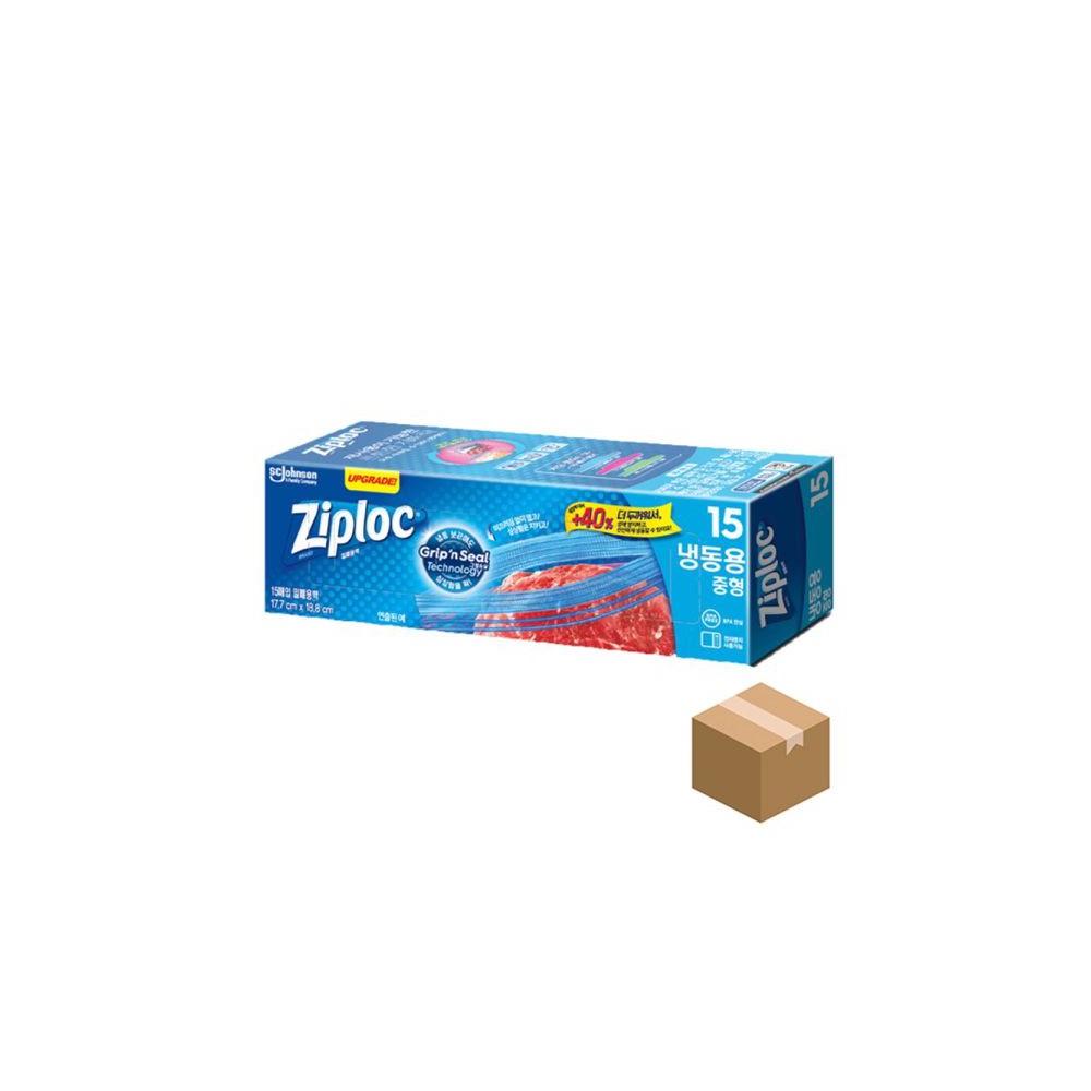 지퍼락 간편 그립앤실 냉동 중형 15매X12개입 BOX/지퍼백중/대용량지퍼백/선물포장지퍼백/미니지퍼팩